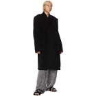 Balenciaga Black Alpaca and Wool Side Coat