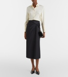 Max Mara Paggi gathered cotton-blend midi skirt