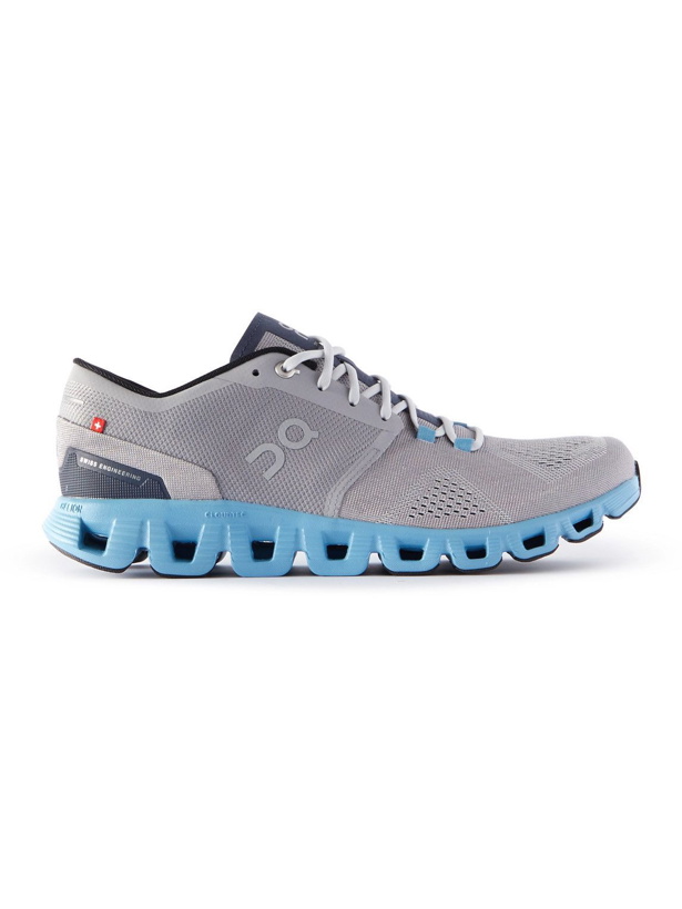 Photo: ON - Cloud X Rubber-Trimmed Mesh Running Sneakers - Blue
