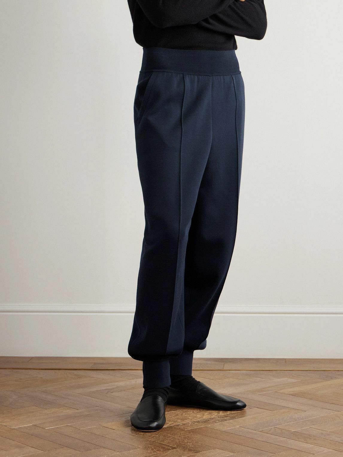 Loro Piana - Tapered Cotton-Jersey Sweatpants - Blue