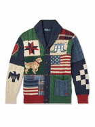 Polo Ralph Lauren - Shawl-Collar Patchwork Cotton-Blend Cardigan - Blue