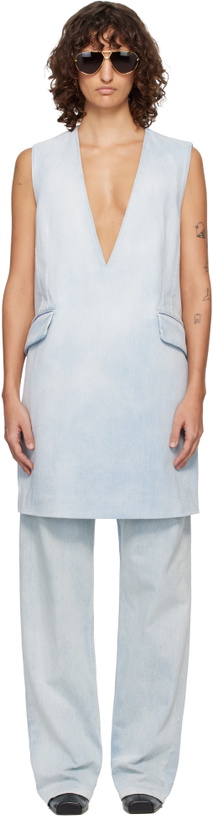 Photo: MM6 Maison Margiela Blue Flap Pocket Denim Minidress