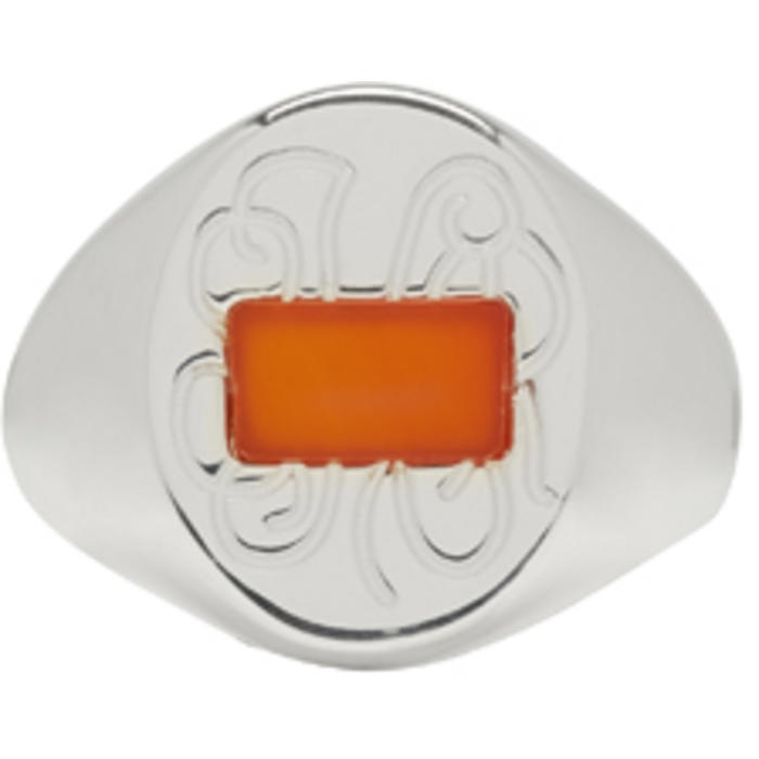Photo: Maison Margiela Silver and Orange Chevalier Ring