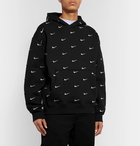 Nike - Logo-Embroidered Fleece-Back Cotton-Blend Jersey Hoodie - Black