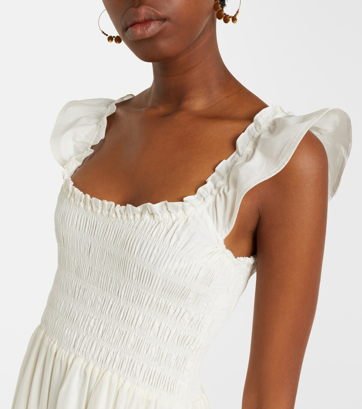 Faithfull Valentina shirred cotton maxi dress