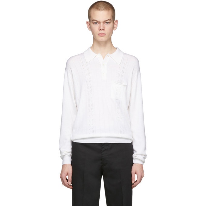 Photo: Second/Layer White Knit Long Sleeve Polo