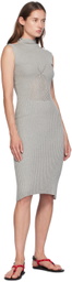 Isa Boulder Gray Raven High-Neck Midi Dress