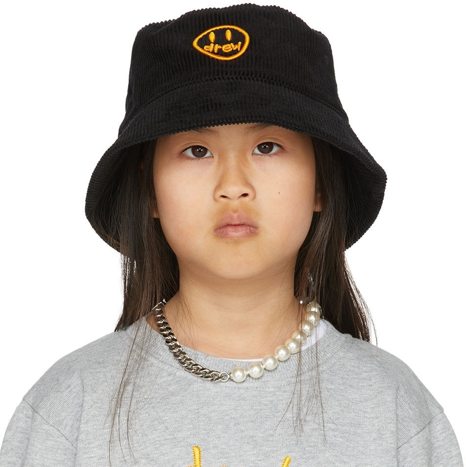 drew house SSENSE Exclusive Kids Black Painted Mascot Bucket Hat