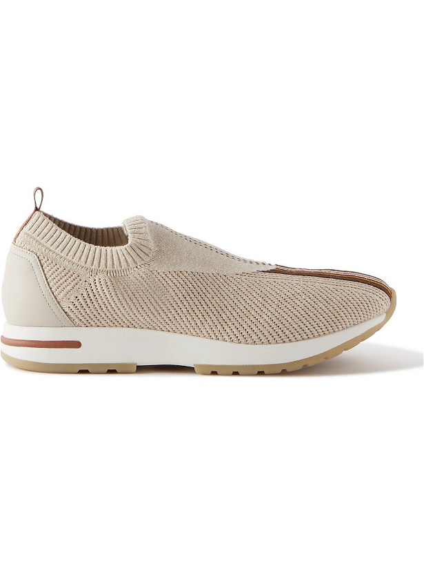 Photo: Loro Piana - 360 Lp Flexy Walk Leather-Trimmed Linen and Silk-Blend Slip-On Sneakers - Neutrals