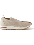 Loro Piana - 360 Lp Flexy Walk Leather-Trimmed Linen and Silk-Blend Slip-On Sneakers - Neutrals