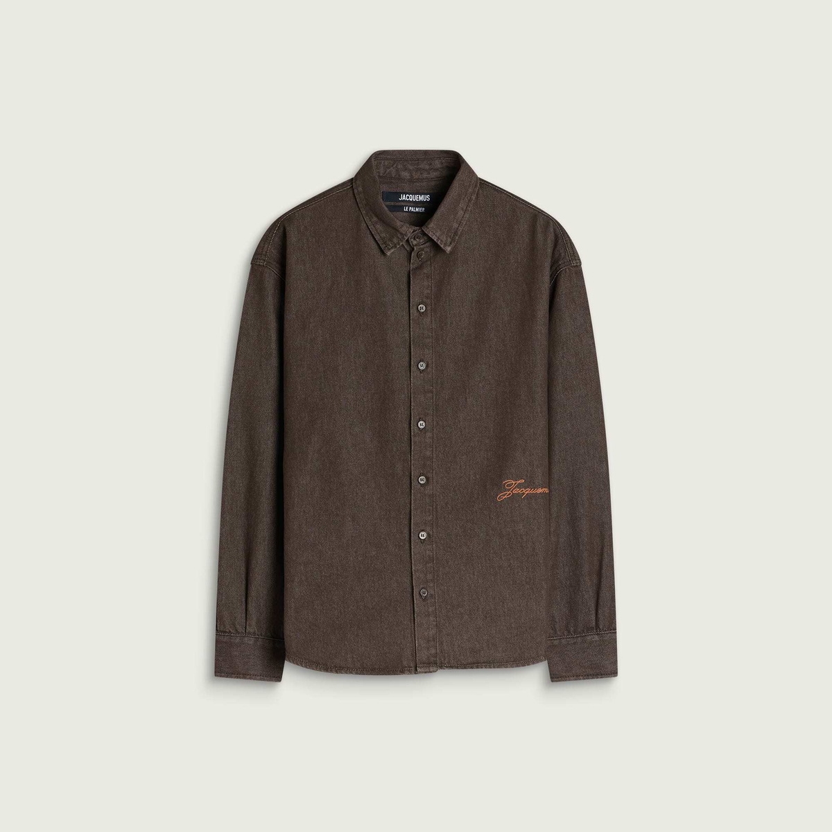 Jacquemus Men's Denim Shirt Jacket in Brown