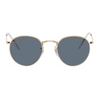 Ray-Ban Gold and Green Round Metal Sunglasses