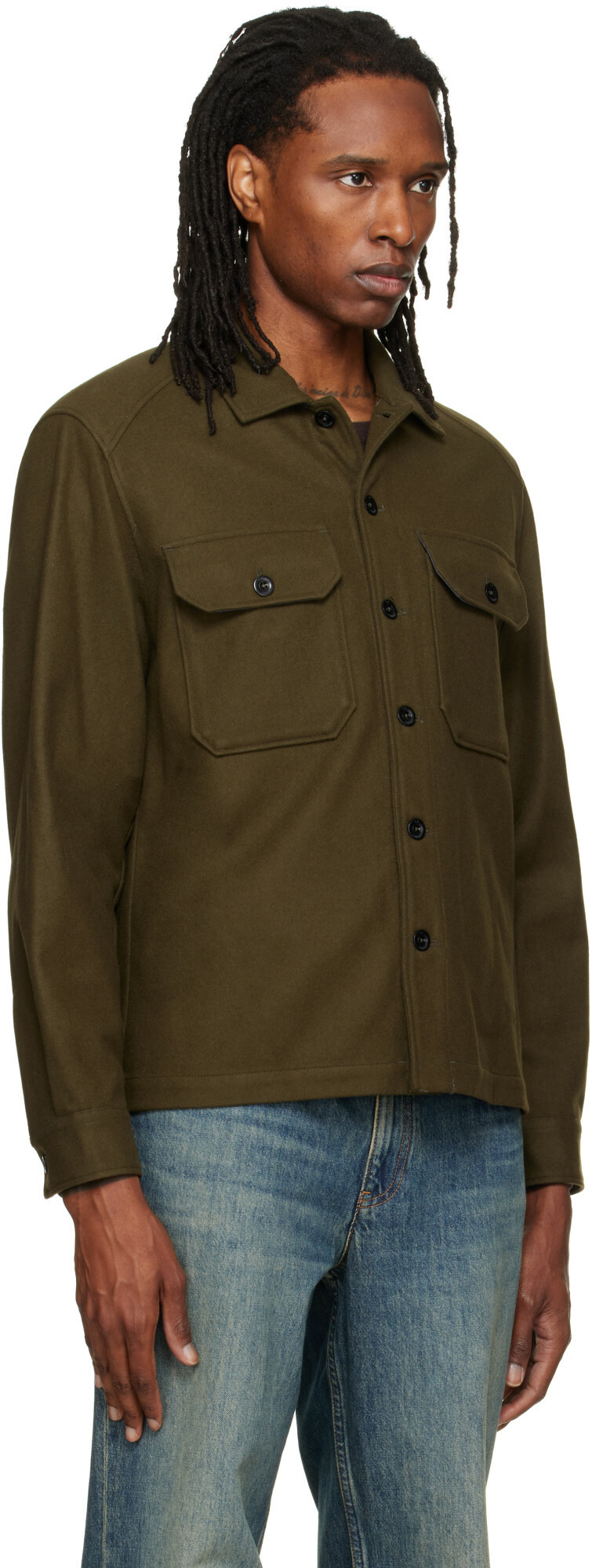 C.P. Company Khaki Felted Wool Overshirt