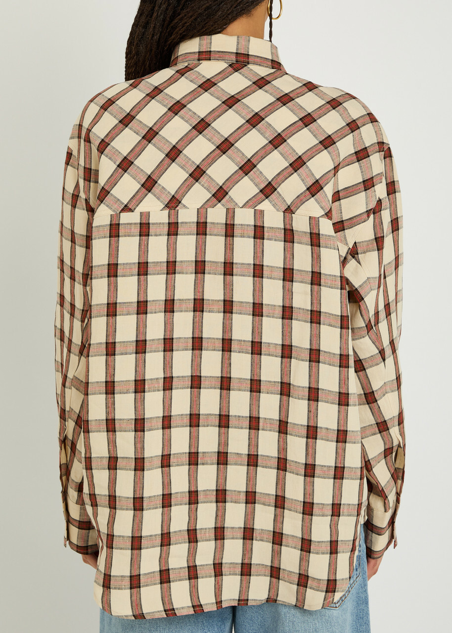 Rohe Oversized Checked Linen Shirt Red