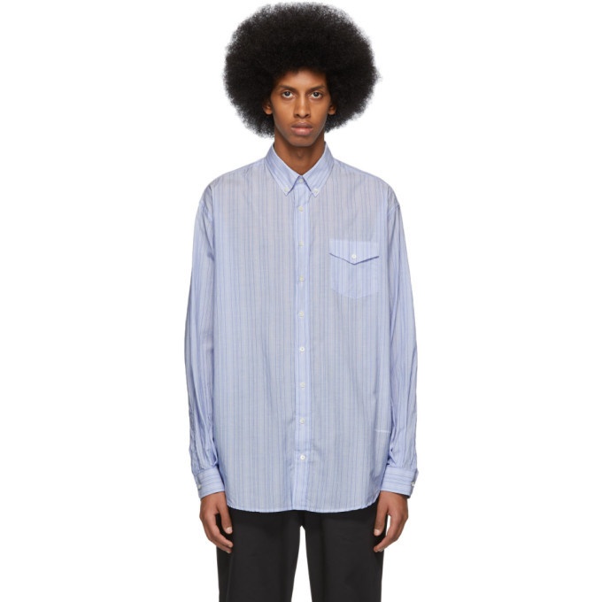 Photo: Schnaydermans Blue and White Cotton Silk Stripe Shirt