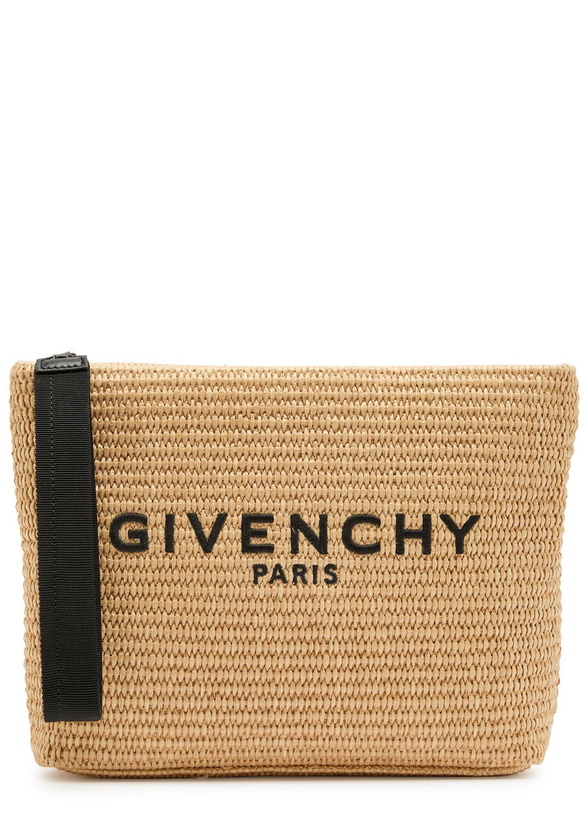 Photo: Givenchy Logo-embroidered Raffia Pouch - Natural - One Size