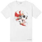 Alexander McQueen Men's Obscured Skull Print T-Shirt in White/Red/Black