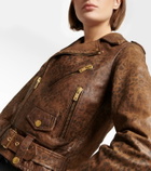 Golden Goose - Leopard-print leather biker jacket