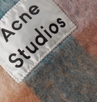 Acne Studios - Vally Fringed Logo-Appliquéd Checked Knitted Scarf - Multi