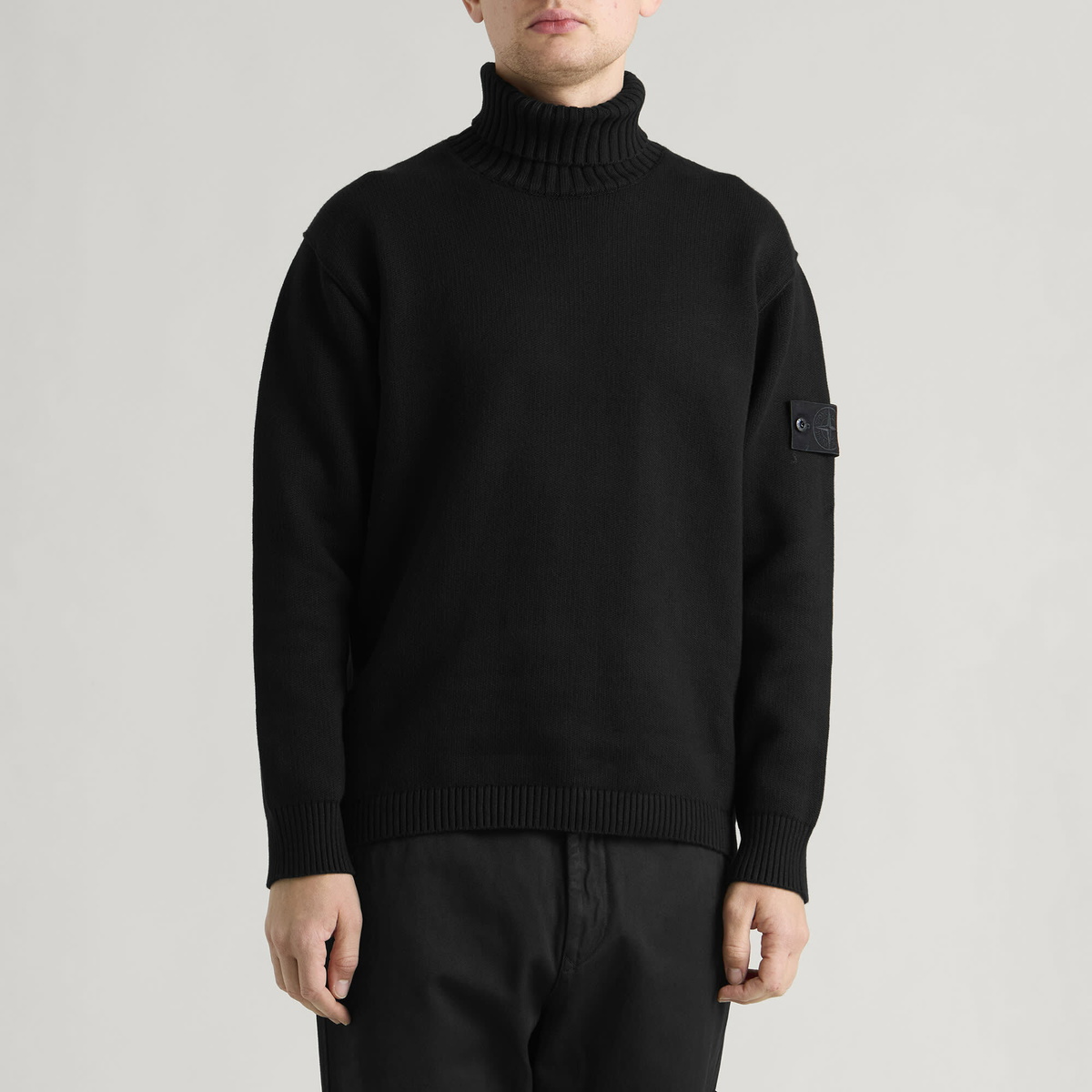 Stone Island Men's Ghost Plush Stitch Winter Turtleneck Jumper in Black