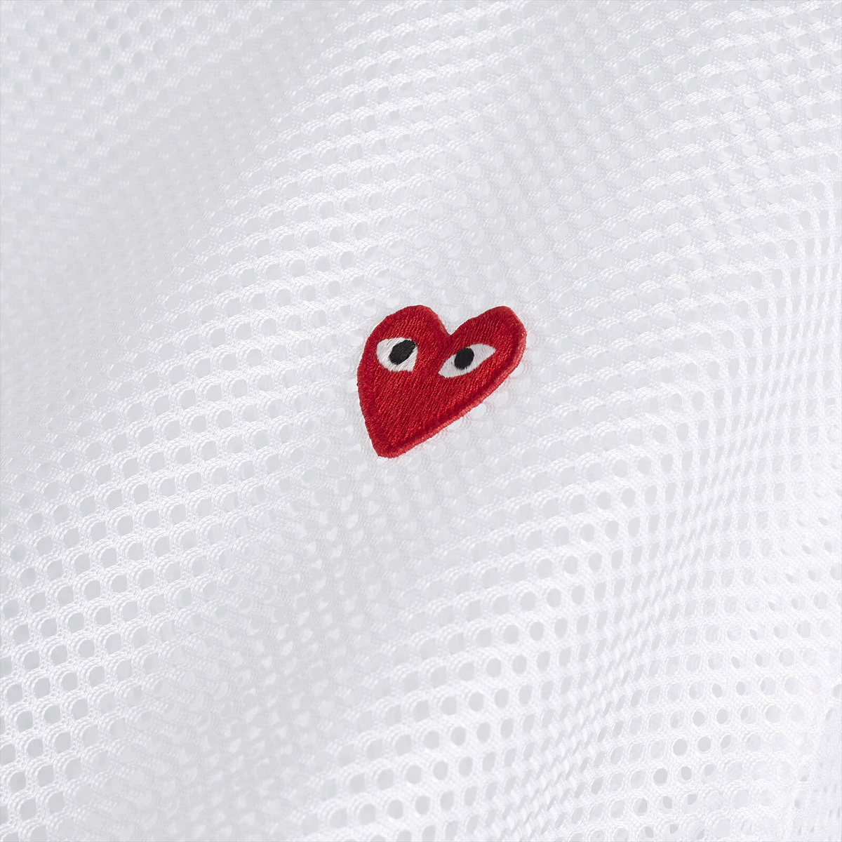 Comme des Garçons Play Mesh T-Shirt Red Emblem in White