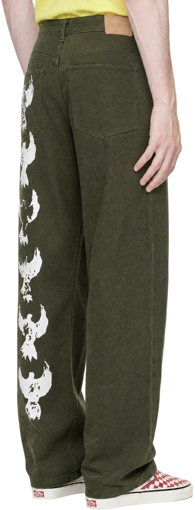 KidSuper Khaki Dove Printed Barrel Jeans