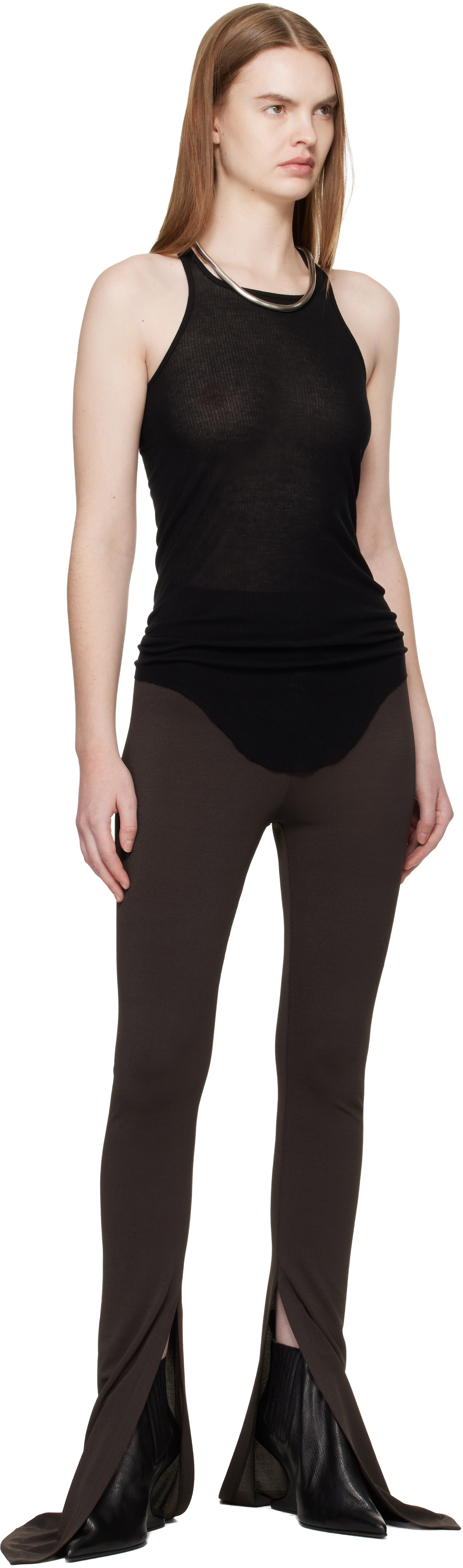 Rick Owens Black Temple Basic Rib Tank Top