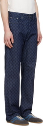 Dries Van Noten Navy Printed-Graphic Jeans