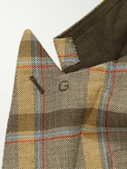 GUCCI - Double-Breasted Logo-Embroidered Checked Wool Suit Jacket - Brown