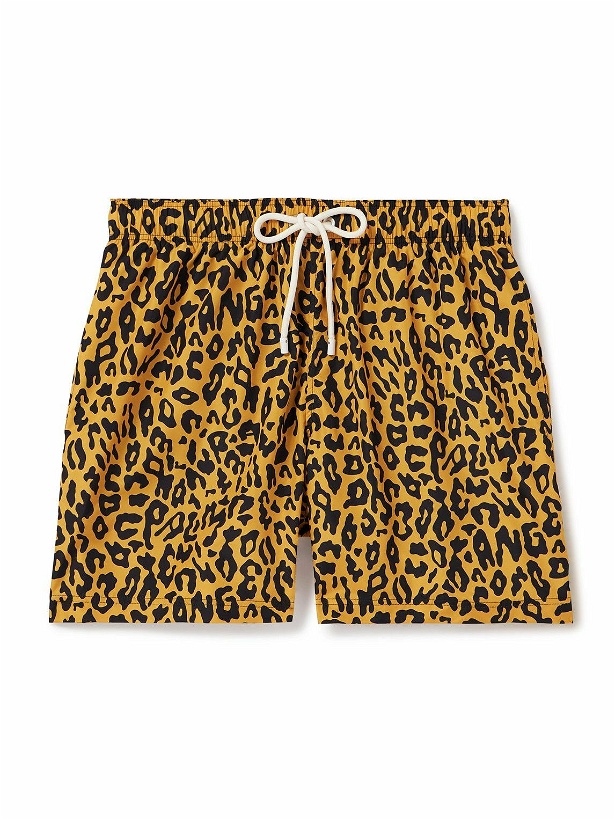 Photo: Palm Angels - Straight-Leg Mid-Length Cheetah-Print Swim Shorts - Orange
