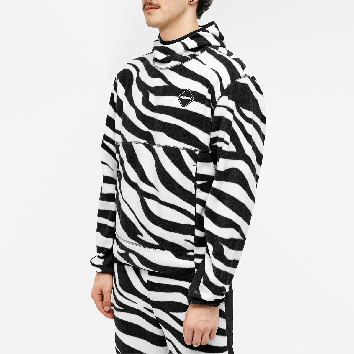 F.C. Real Bristol Men's Zebra Fleece Pull Over Jacket in Black