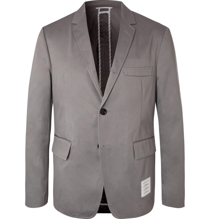Photo: Thom Browne - Grey Cotton-Twill Suit Jacket - Gray