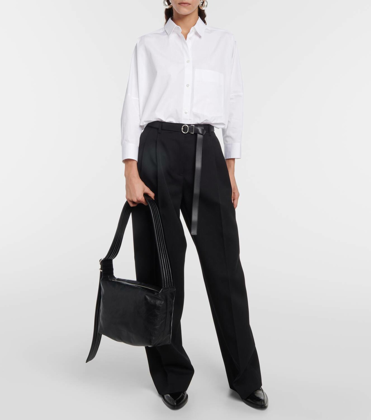 Jil Sander Large faux leather shoulder bag
