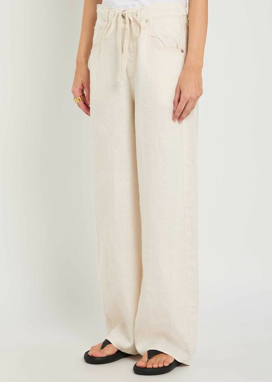 Citizens OF Humanity Brynn Drawstring Linen Trousers Beige