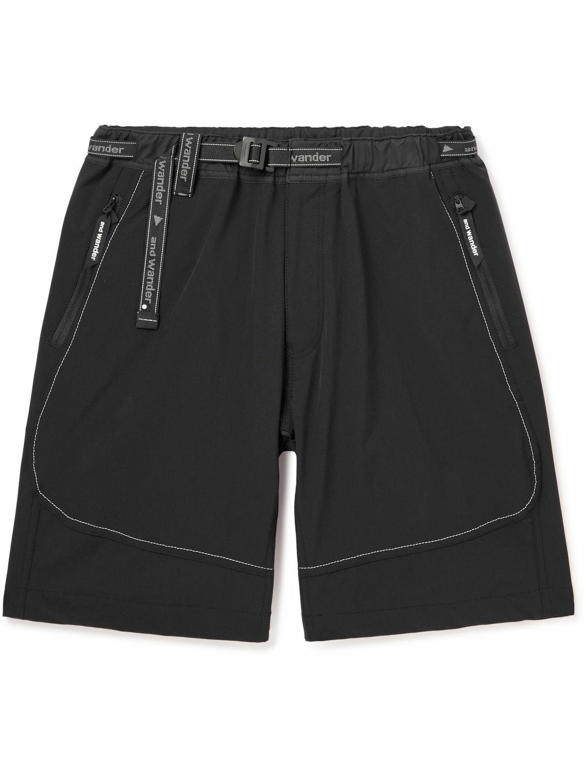 And Wander - Straight-Leg Belted Shell Shorts - Black and Wander