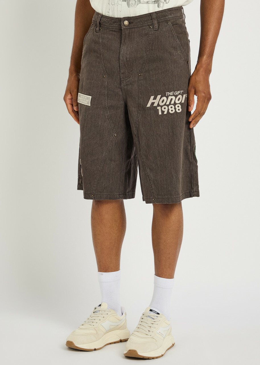 Honor The Gift Appliquéd Twill Shorts Black