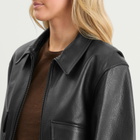 Nothing Written Women's Classic Leather Flight Jacket in Black