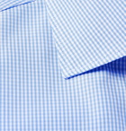 Brioni - Cutaway-Collar Micro-Checked Cotton-Poplin Shirt - Blue