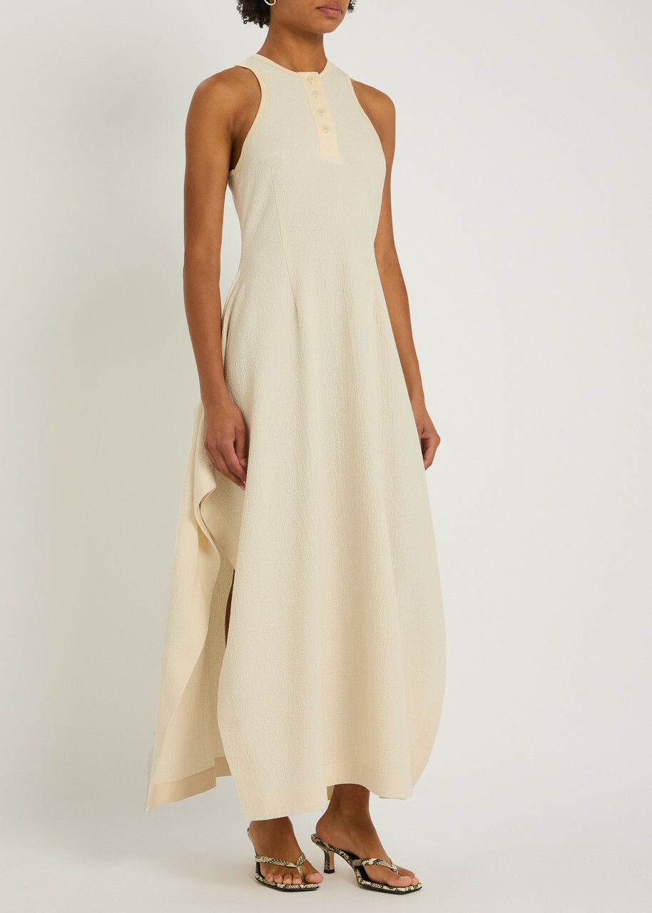 Nanushka Thoose Draped Crepe Maxi Dress Cream