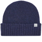 Norse Projects Men's Brushed Lambswool Beanie in Dark Navy