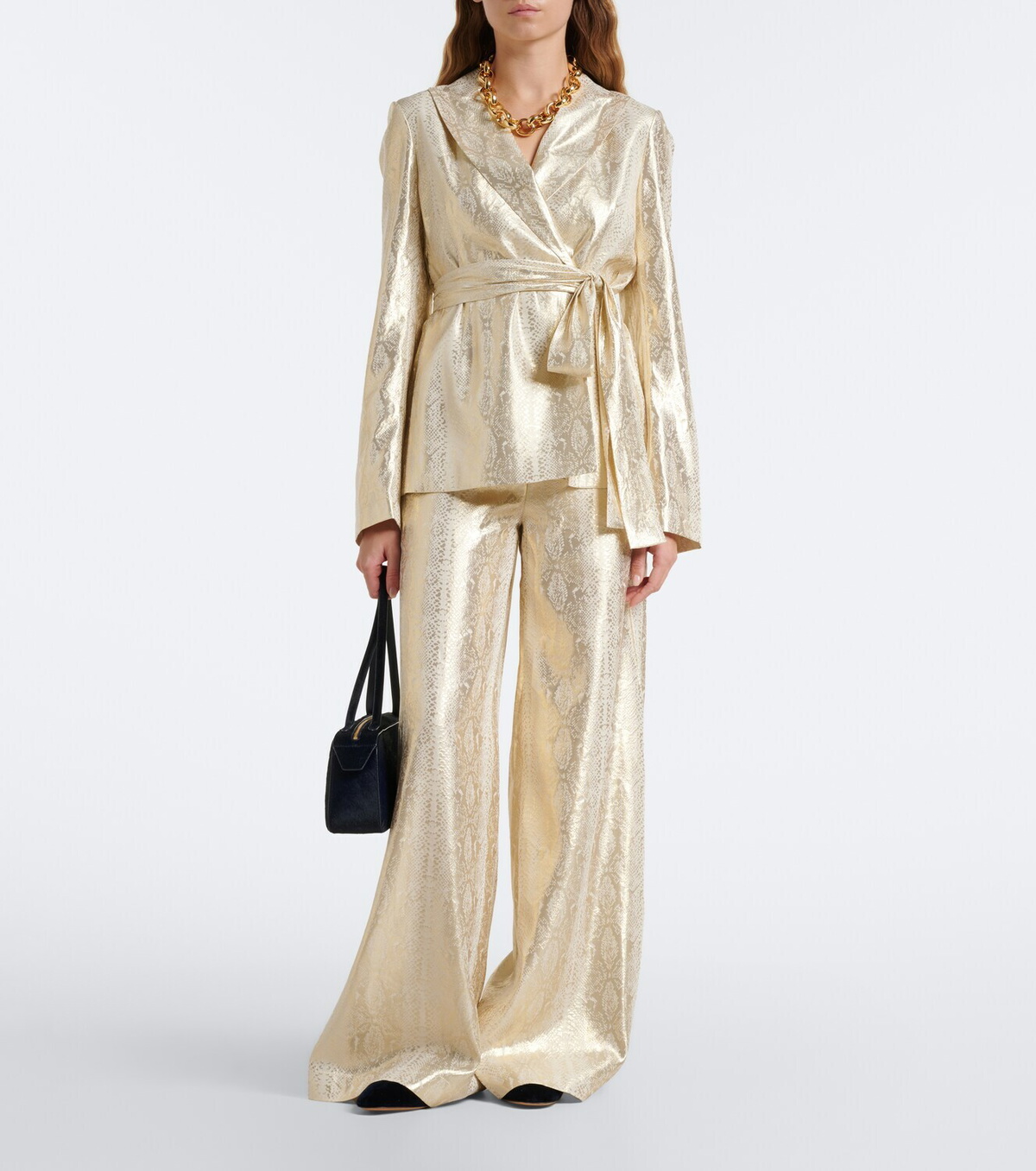Joseph Ashner snake-print silk-blend lamé blazer