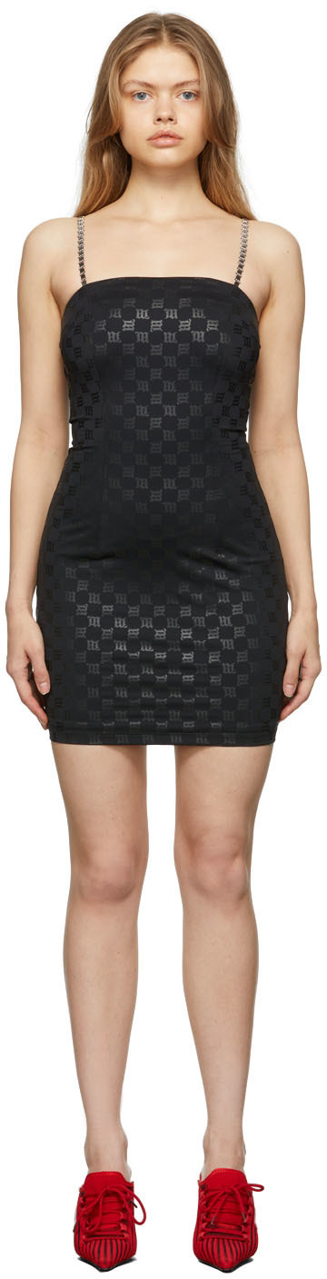 MISBHV Black Monogram Spaghetti Mini Dress MISBHV