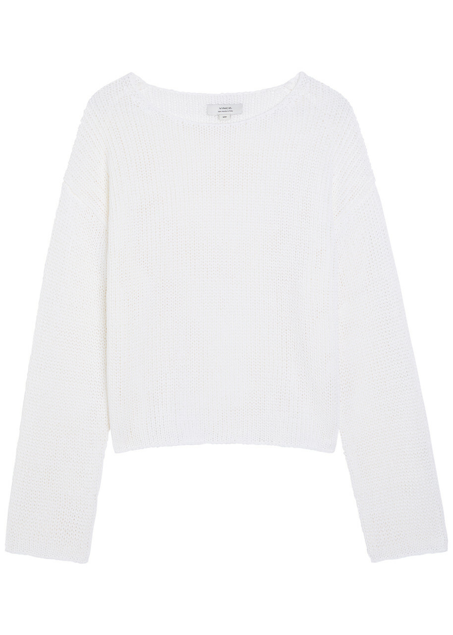 Vince Open-knit Cotton-blend Jumper White