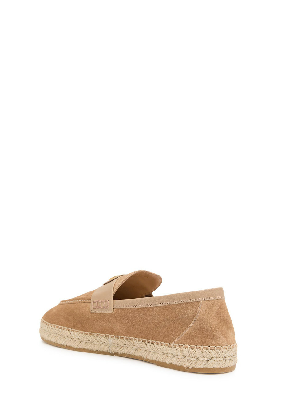 Valentino Garavani Vlogo Suede Espadrille Loafers Camel