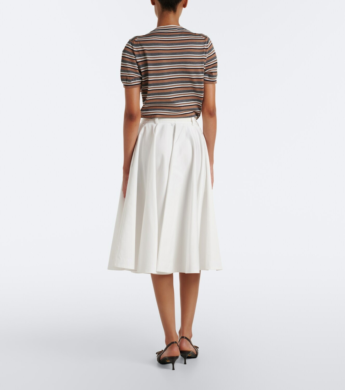 Prada Belted cotton midi skirt