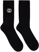 Gucci Black Embroidered Socks