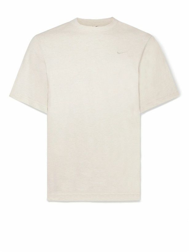 Photo: Nike Training - Primary Logo-Embroidered Cotton-Blend Dri-FIT T-Shirt - Neutrals