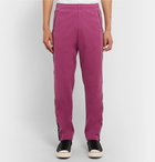 KAPITAL - Slim-Fit Embroidered Velvet-Trimmed Tech-Jersey Sweatpants - Purple