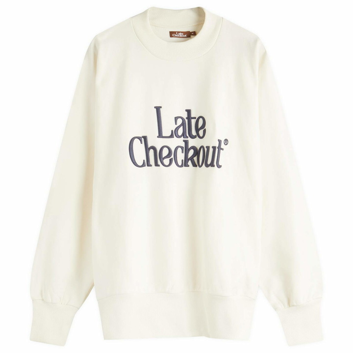 Photo: Late Checkout Men's Crewneck Sweatshirt in White
