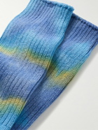 Anonymous Ism - Tie-Dyed Ribbed Cotton-Blend Socks - Blue